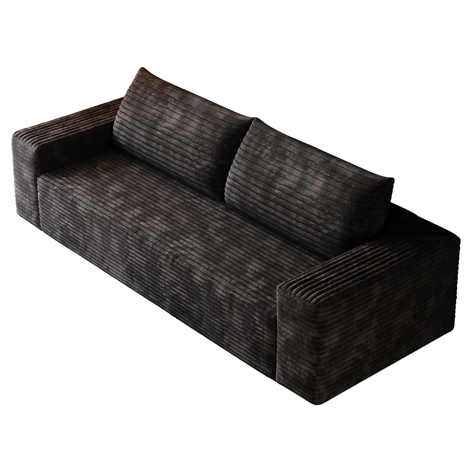 Miniyam 71" Compression Sofa 3 Seats Sofa, Deep Seat Couches for Living Room, Bedroom, Apartment (Black)