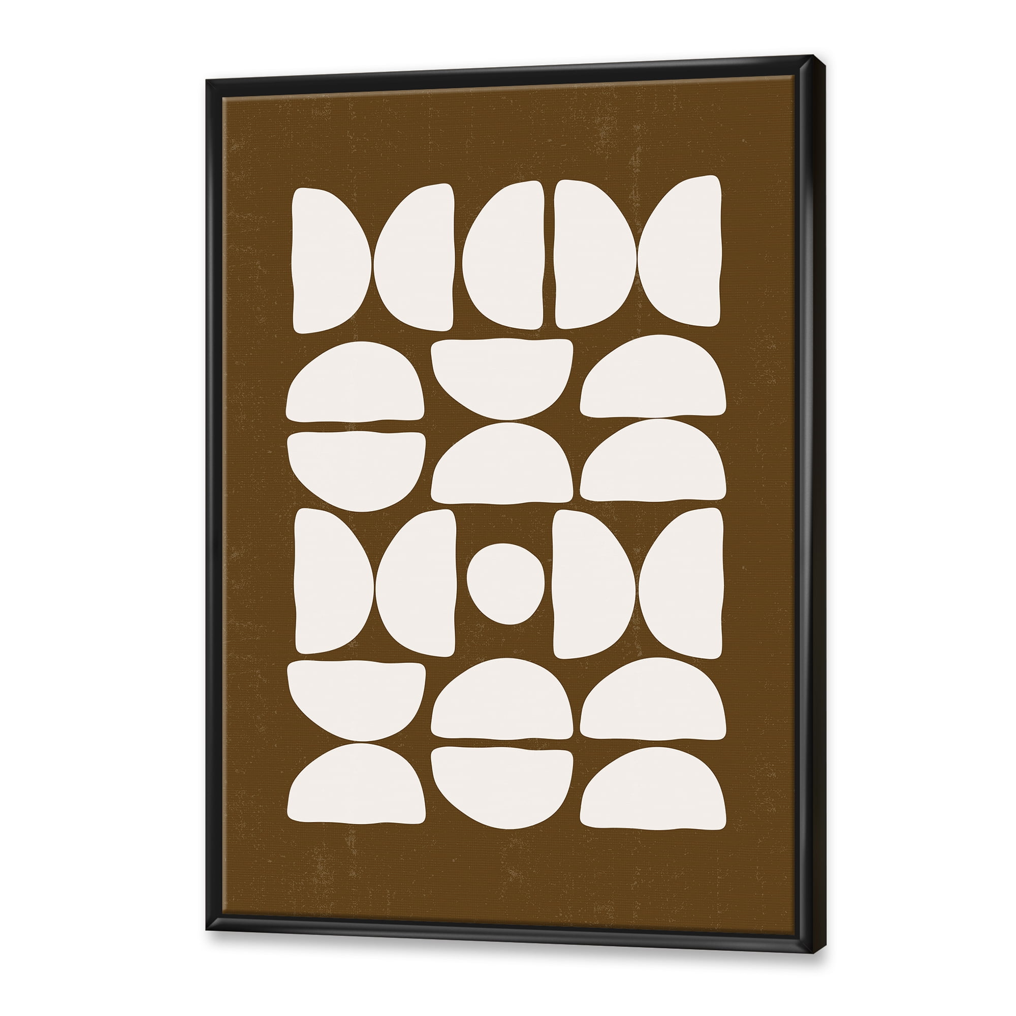 Designart 'Abstract Minimal Half Moons Composition' Modern Framed Canvas Wall Art Print