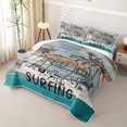 thumbnail image 3 of Castle Fairy Surf Camper Art Bed Spread Queen,"Let's Go Surfing" Print Queen Coverlet Set for Bedroom,Blue Brown, 3 of 7