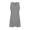 thumbnail image 6 of Htigea Summer V-Neck Dress for Women Sleeveless Side Split Mini Dress Casual Comfortable Beach Home Dresses Gray,2XL, 6 of 6