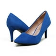 thumbnail image 3 of BURUDANI Women's Fashion Comfort Pointed Toe Stilettos Pump Shoes Slip On Low Heel Dress Shoes ROYAL/BLUE Size 7, 3 of 5