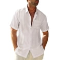 thumbnail image 3 of QUTETN Men'S Short Sleeve Cuban Camp Guayabera Shirt Linen Cotton Hippie Beach Button Shirts, 3 of 4