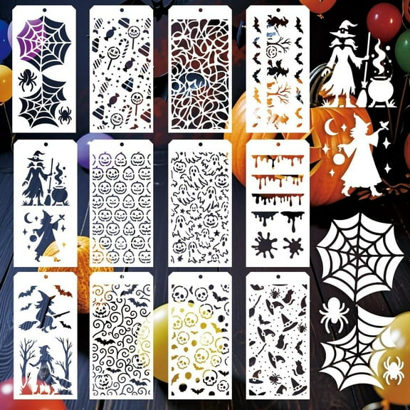 12 Pcs Painting Stencils 12 Styles Texture Drawing Templates Reusable Border Stencil