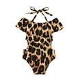 thumbnail image 2 of Jacenvly One Piece Baby Girl Swimsuit Clearance 2024 New Style Toddler Girl One-Piece Swimsuit Halter Fashion Leopard Print Swimsuit 90 Brown, 2 of 9