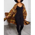 thumbnail image 2 of GHSDFBB Women's Lounge Lapel Button Up Long Sleeve Plaid Long Shirt Jacket Shacket, 2 of 4
