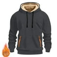 thumbnail image 2 of DIOAZUD Men's Pullover Hoodie Thick Sherpa Lined Kangaroo Pocket Winter Warm Fleece Hoodie Athletic Sweatshirts for Men, 2 of 9