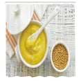 thumbnail image 2 of Ambesonne Mustard Shower Curtain, Sauce in a Bowl Spoon Photo, 69"Wx84"L, Mustard Off White and Orange, 2 of 4