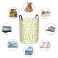 thumbnail image 4 of Balery Yellow Lemon Leaves Cesta de ropa redonda con asas, impermeable, independiente, para ropa, juguetes, dormitorio y familia-Small, 4 of 6