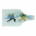 thumbnail image 1 of Winter Cutting Board, Scandinavian Inspired Happy Couple Walking on Snow with Ski Elements, Decorative Tempered Glass Cutting and Serving Board, in 3 Sizes, by Ambesonne, 1 of 2