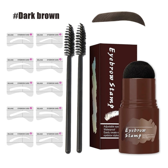 Eyebrow Stamp Stencil Kit, Long Lasting & Waterproof Eyebrow Stamp and Shaping Kit for Perfect Brow, with 10 Reusable Eyebrow Stencil and 2 Spiral Eye