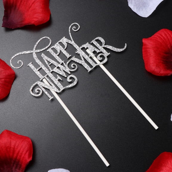 WHAMVOX Economical and Durable Glitter Paper Cake Decoration for New Year Parties with Reusable Design 10x6 5cm Silver