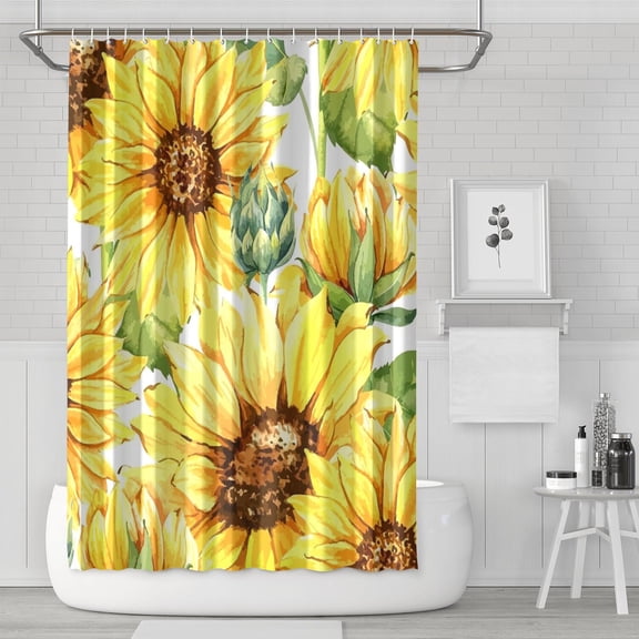 Waterproof Cute Sunflower Colorful Shower Curtain 72x72 Inch Boho Style Polyester Unique Shower Curtain for Bathroom Hotel Home Decor with 12 Plastic Hooks