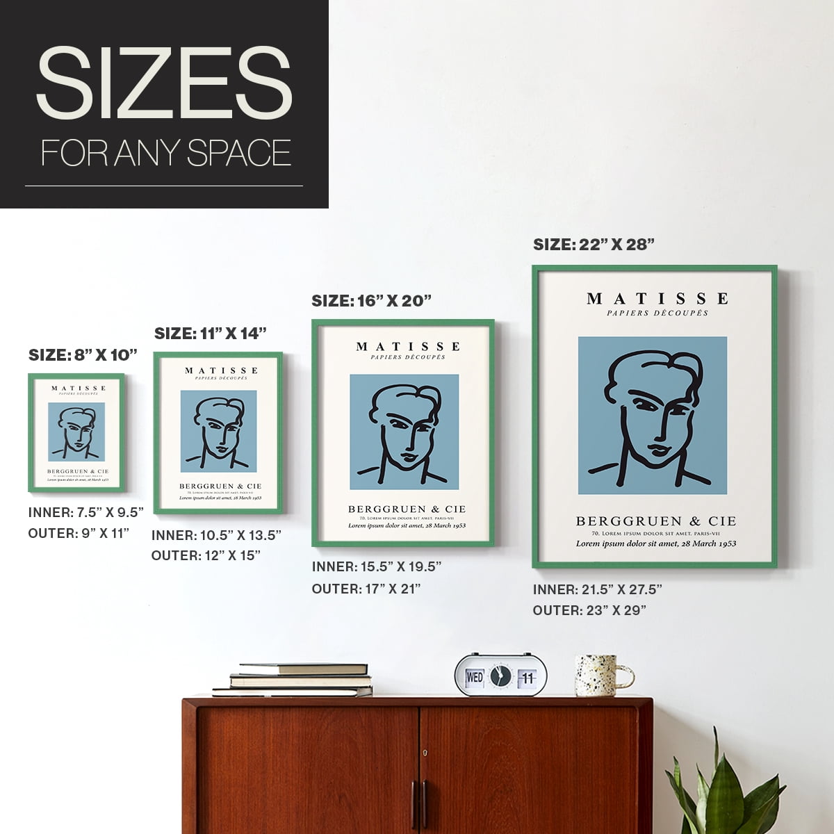 Matisse CXXXVI Framed Print in Green Solid Wood 11 x 14 Framed Print
