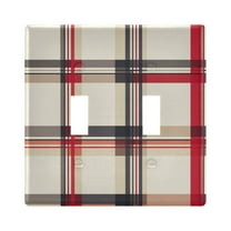 Yayeee Toggle Light Switch Wall Plate 2-Gang 4.56"x4.48" Decorative Outlet Cover, Red Tartan