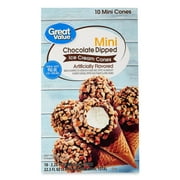 Great Value Mini Chocolate Dipped Ice Cream Cones, 22.5 oz, 10 Pack