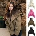 thumbnail image 2 of Women Winter Cotton Coat High Collar Neck Protection Windproof Long Sleeves Short Type Jacket Thickened Padded Single-breasted Stretchy Hem Overcoat, 2 of 8