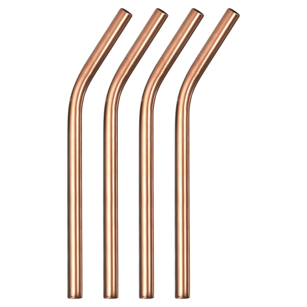 Pajitas de Metal Reutilizables Unique Bargains 4uds 8.46' Largo 0.47' Diámetro Oro Rosa