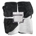 thumbnail image 2 of Cotton House - Flannel Sherpa Blanket, Soft and Luxurious, Queen/King Size, Dark Gray, 2 of 2