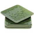 thumbnail image 1 of vicrays Ceramic Square Plates Set of 6 - Porcelain 8 inch Dinner Plates for Salad Dessert Appetizer Bread - Microwave Oven and Dishwasher Safe - Green, 1 of 7