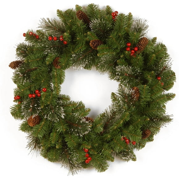 National Tree 24 Inch Crestwood Spruce with Cones, Glitter, Red Berries and Silver Bristle (CW7-10-24W-1)