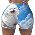 thumbnail image 2 of Balery Cute Cloud Bichon Frise Pantalones cortos de entrenamiento estampados para mujer, sin costuras, ajustados, para gimnasio, yoga, correr, deportes, ejercicio activo, fitness.-XX-Large, 2 of 8