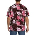 thumbnail image 3 of Uemuo Rose Flowers Pattern Cotton Linen Short Sleeve Shirts,Casual Lightweight Button Down Shirts,Vacation Beach Summer Tops-, 3 of 7
