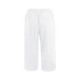 thumbnail image 4 of POTETI Capris for Women with Pockets Cotton Linen High Waisted Loose Casual Knee Length Pull on Shorts for Women Plus Size, 4 of 8