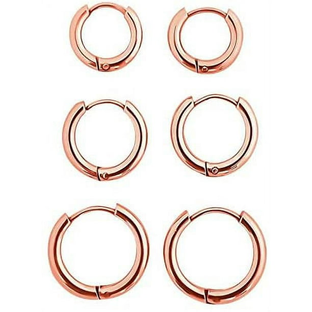 Pendientes de aro Pendientes de aro de acero inoxidable quirúrgico 8 mm 10 mm 12 mm Cartílago Helix Sleeper Pendiente para hombres, mujeres, niñas y niños MFZFUKR LRWJ184-3