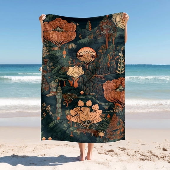 Beach Blanket,colorful floral pattern with many different flowers, Quick Drying Thick Soft Sand Proof Swimming Bath Trave Gyml Picnic Towel