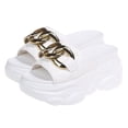 thumbnail image 1 of Pantuflas De Mujer Stepping On Shit, Nueva Moda De Verano Con Hebilla De Metal Y Suela De Esponja Gruesa. Disponible en Blanco, Talla 35/225.Blanco39, 1 of 5