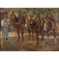 thumbnail image 2 of Wilhelm Höhnel 24x19 Gold Ornate Framed and Double Matted Museum Art Print Titled - Horse Team (1919), 2 of 4