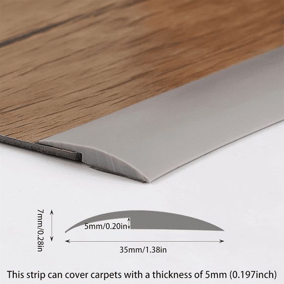Carpet to Tile Floor Transition Strip, Self-Adhesive Threshold Edging Trim Length 5m, Cover Thickness Within 5mm Gray