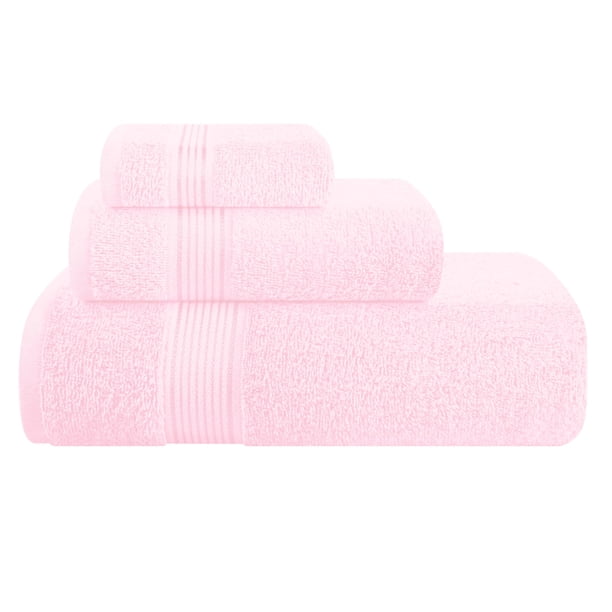 Juego de toallas Belizzi Home Ultra Soft, paquete de 3, algodón rosa