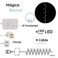 thumbnail image 2 of Serie de Luces La Merced  Navideña Led Con 140 Focos 8 Funciones Cable Transparente 6.3 M Serie Decorativa, 2 of 6