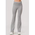 thumbnail image 2 of Soft Fleece Lined Fold Over Ruched Waist Flare Pants - Light Heather Gray, 2 of 9