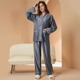 thumbnail image 4 of Gibobby Pijama estampada para mujer Conjunto de ropa casual transpirable y absorbente de manga larga de color sólido para mujer(Gris,G), 4 of 5