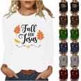 thumbnail image 5 of WREESH Thanksgiving Shirts for Women Long Sleeve V Neck T Shirts Letter Graphic Printed Tees Blouses Casual Fall Tops 2025 White, 5 of 5