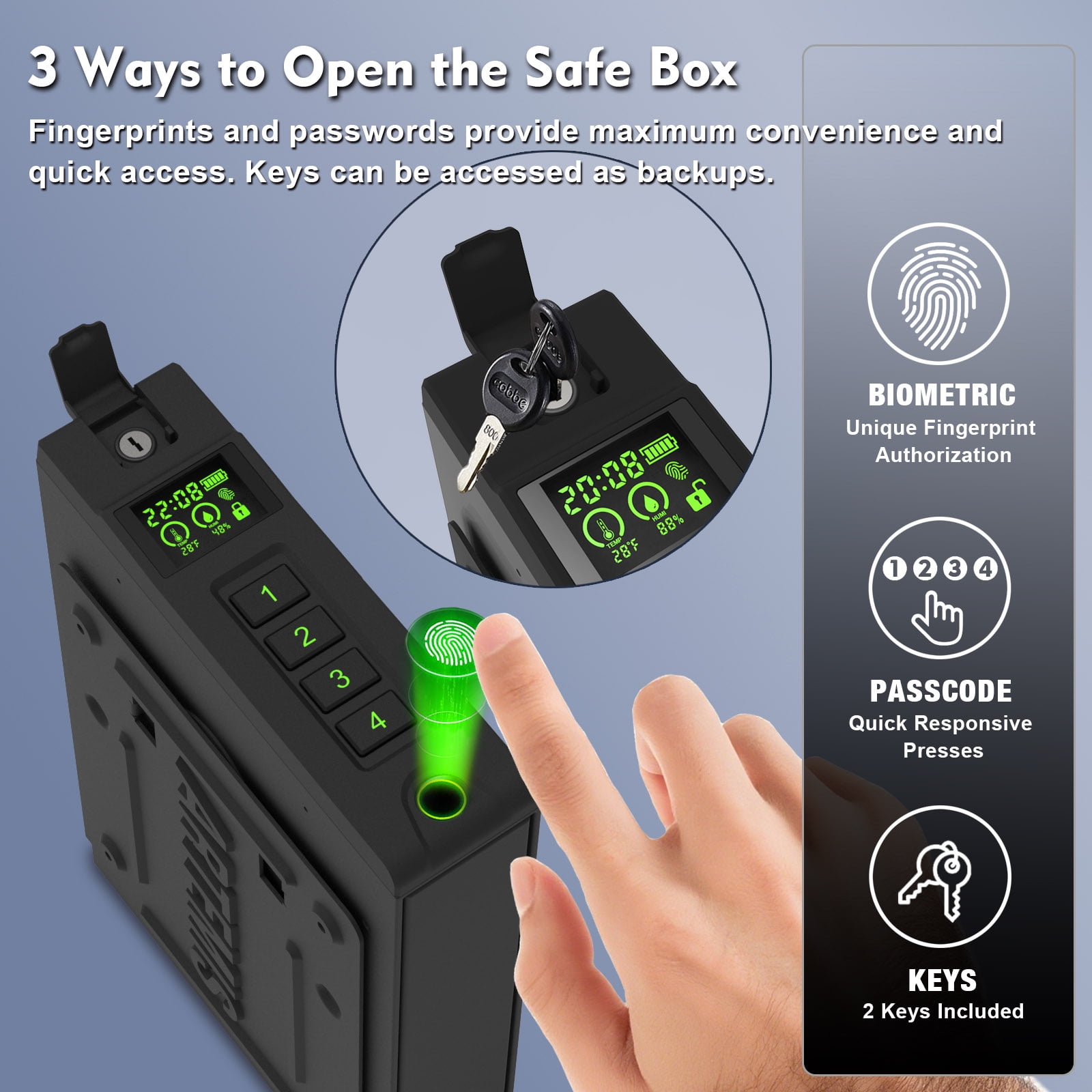 Artemis Fingerprint Gun Safe, 394 Finger Capacity, Durable Polycarbonate Case