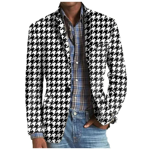 BOBOGOJP Men's Slim Fit Lightweight Linen Jacket Tailored Blazer Sport Coat (Black,XL)