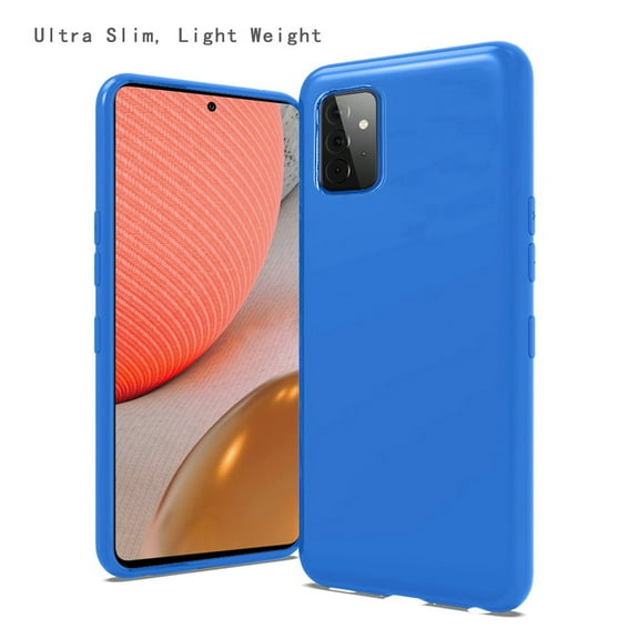 Case for Samsung Galaxy A72 5G Hybrid Soft Silicone Rubber Gummy TPU Gel Candy Skin Flexible Skinny Slim Protector Phone Cover for Galaxy A72 by Xpm - Blue