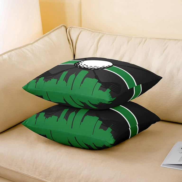 Kids Golf Throw Pillow Covers 16x16 Inch Pack of 2 Golf Balls Gaming Cushion Covers Boys Golf Club Pillow Covers Sport Game Athlete Sports Themed Cushion Cases for Men Green Black