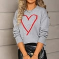 thumbnail image 6 of Women's Heart Print Sweater Long Sleeve Crewneck Ribbed Knit Pullover Top for Valentine's Day & Casual Wear Gray S, 6 of 8