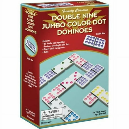 Pressman Toys - Dominoes: Double Nine Color Dot Dominoes in Tin
