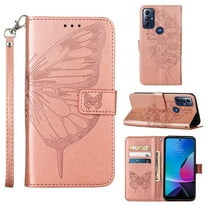Motorola Moto G Play (2023) Case, Magnetic Folio Butterfly Patterned Wallet Case, Premium PU Leather with Wrist Strap Credit Card Holder Slots Kickstand Cover For Motorola Moto G Play (2023),
Rosegold