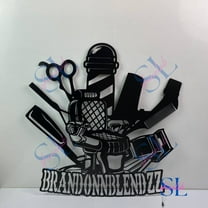 Shinelab Barber Metal Wall Art With LED Light, Barber Shop Name Sign Decoration, Hairstylist Gift, Barbershop Wall Decor 3750