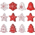 thumbnail image 2 of Colgantes para colgar JanHm 60 uds adornos de madera con acabado navideño rojo y blanco, 2 of 5
