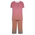 thumbnail image 4 of Tnhcen 2 Piece Women's Gradient Print Pajamas Sets Short Sleeve Top Capri Pants Pjs Sleepwear with Pockets Homewear S-3XL, 4 of 5