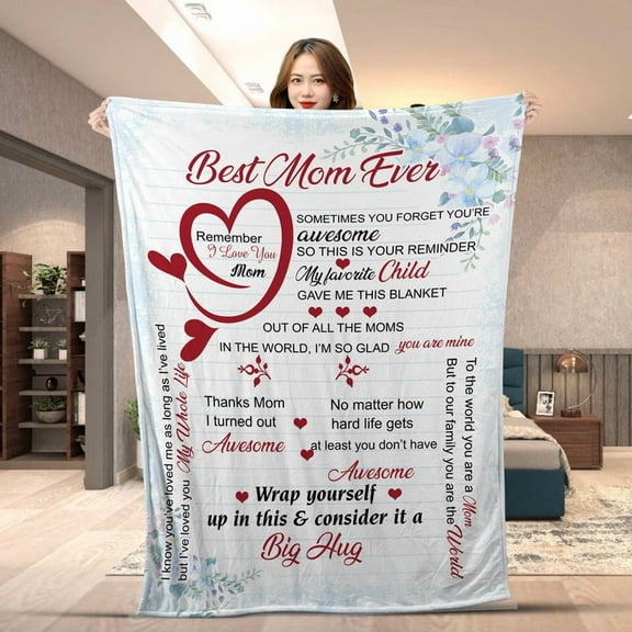 Best Mom Ever Blanket – Personalized Gift for Mother from Daughter or Son, Cozy Throw Blanket with Heartfelt Message for Birthday, Mother’s Day, Christmas - Sherpa-50x60