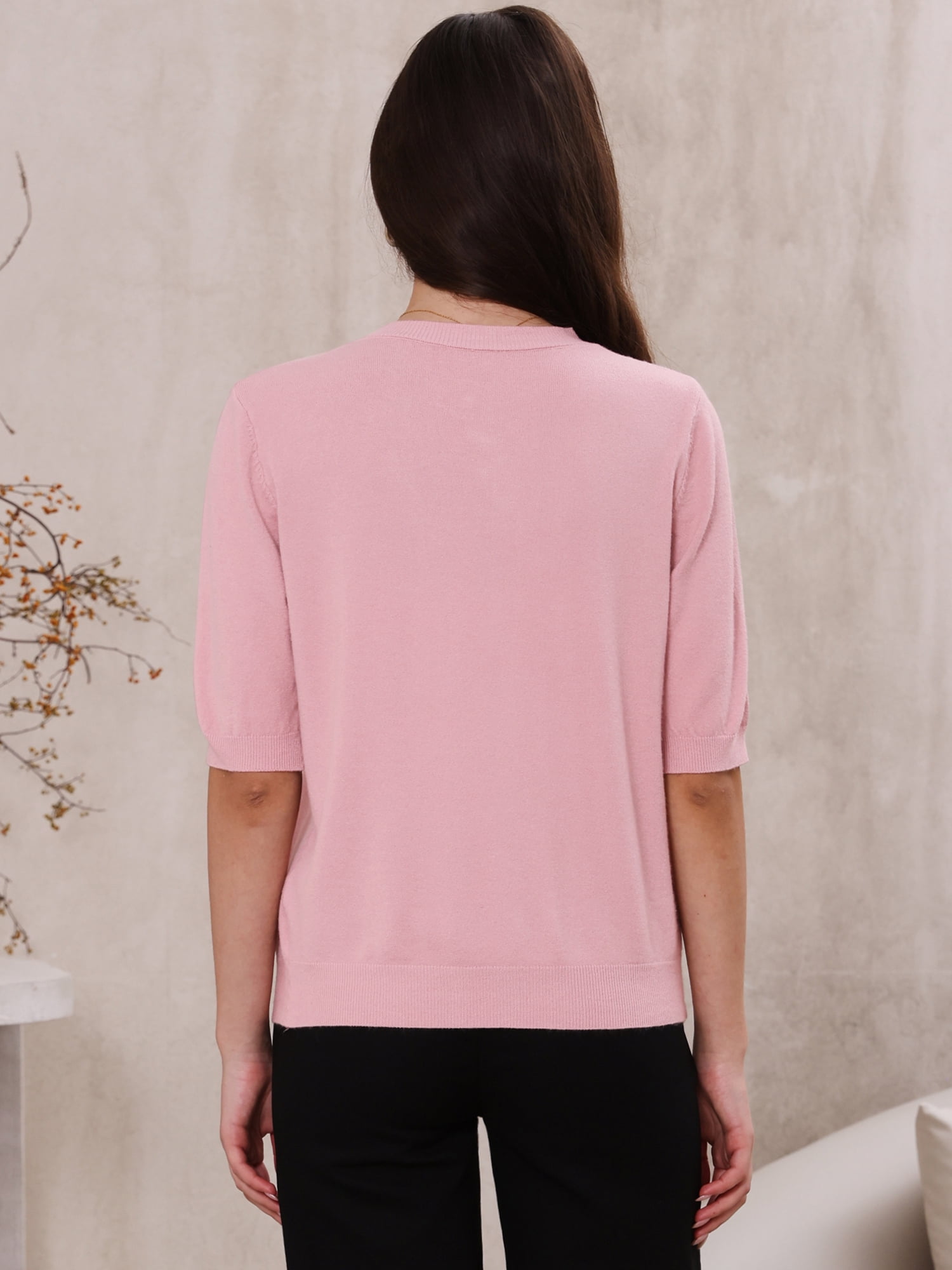 DARING DIVA Women's Elegant Lightweight Button Down Cardigan Sweater L Pink