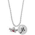 thumbnail image 1 of Delight Jewelry Silvertone Basketball Mom with Red Heart Silvertone Script Initial Disc - M - Charm Necklace, 20"+3", 1 of 4